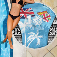 Fiji Day 2026 Beach Blanket Masi Tapa Pattern With Palm Tree LT05 - Polynesian Pride