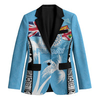 Personalised Fiji Day 2026 Blazer Masi Tapa Pattern With Palm Tree LT05 Unisex Blue - Polynesian Pride