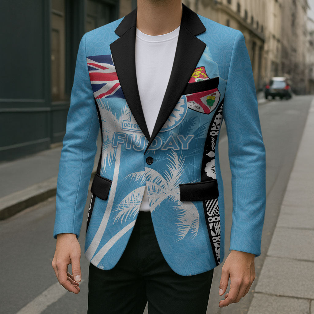 Personalised Fiji Day 2026 Blazer Masi Tapa Pattern With Palm Tree LT05 - Polynesian Pride