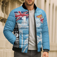 Personalised Fiji Day 2026 Bomber Puffer Jacket Masi Tapa Pattern With Palm Tree LT05 - Polynesian Pride