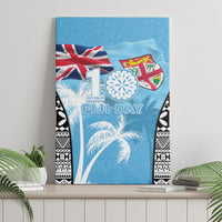 Fiji Day 2026 Canvas Wall Art Masi Tapa Pattern With Palm Tree LT05 - Polynesian Pride