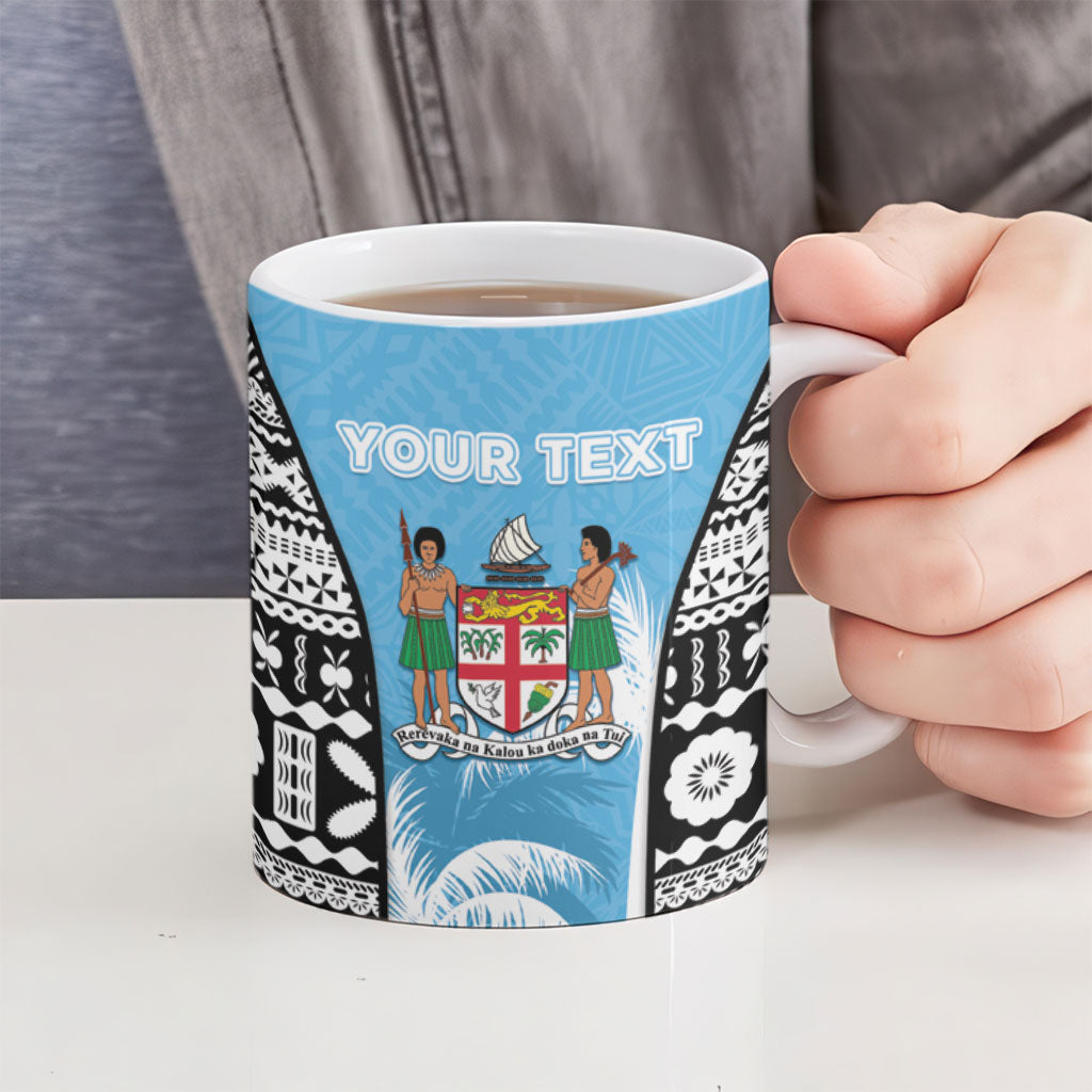 Personalised Fiji Day 2026 Ceramic Mug Masi Tapa Pattern With Palm Tree LT05 - Polynesian Pride