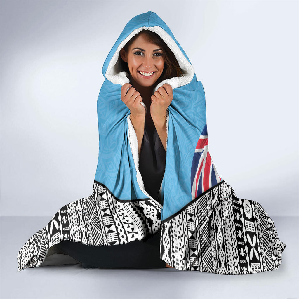 Fiji Day 2026 Hooded Blanket Masi Tapa Pattern With Palm Tree LT05 - Polynesian Pride