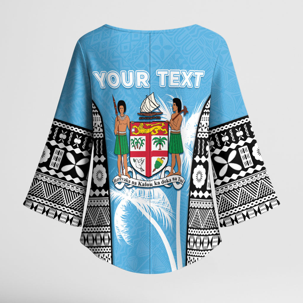 Personalised Fiji Day 2026 Kimono Sleeve Blouse Masi Tapa Pattern With Palm Tree LT05 - Polynesian Pride