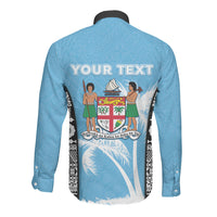 Personalised Fiji Day 2026 Long Sleeve Button Shirt Masi Tapa Pattern With Palm Tree LT05 - Polynesian Pride