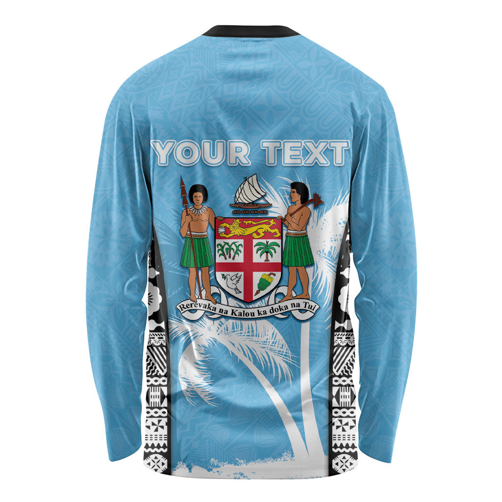 Personalised Fiji Day 2026 Long Sleeve Shirt Masi Tapa Pattern With Palm Tree LT05 - Polynesian Pride