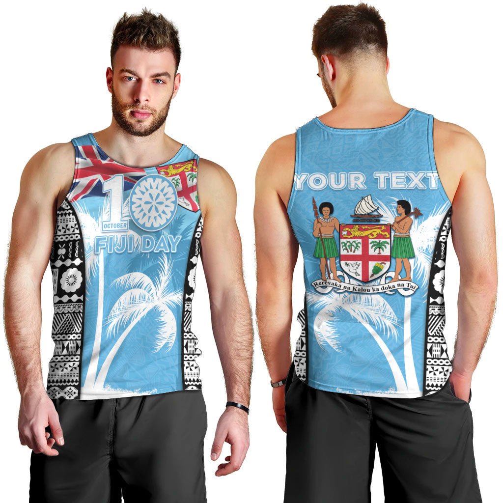 Personalised Fiji Day 2026 Men Tank Top Masi Tapa Pattern With Palm Tree LT05 - Polynesian Pride