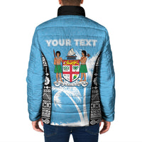 Personalised Fiji Day 2026 Padded Jacket Masi Tapa Pattern With Palm Tree LT05 - Polynesian Pride