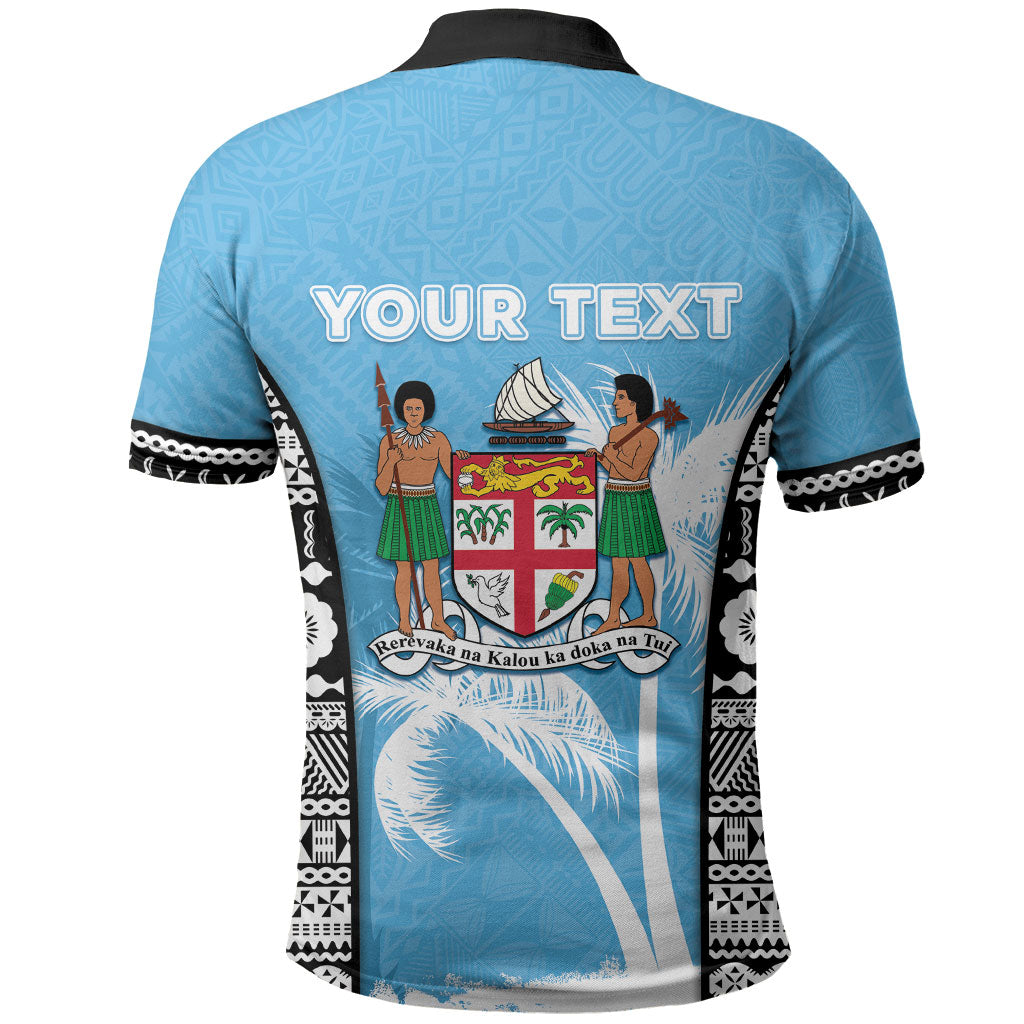 Personalised Fiji Day 2026 Polo Shirt Masi Tapa Pattern With Palm Tree