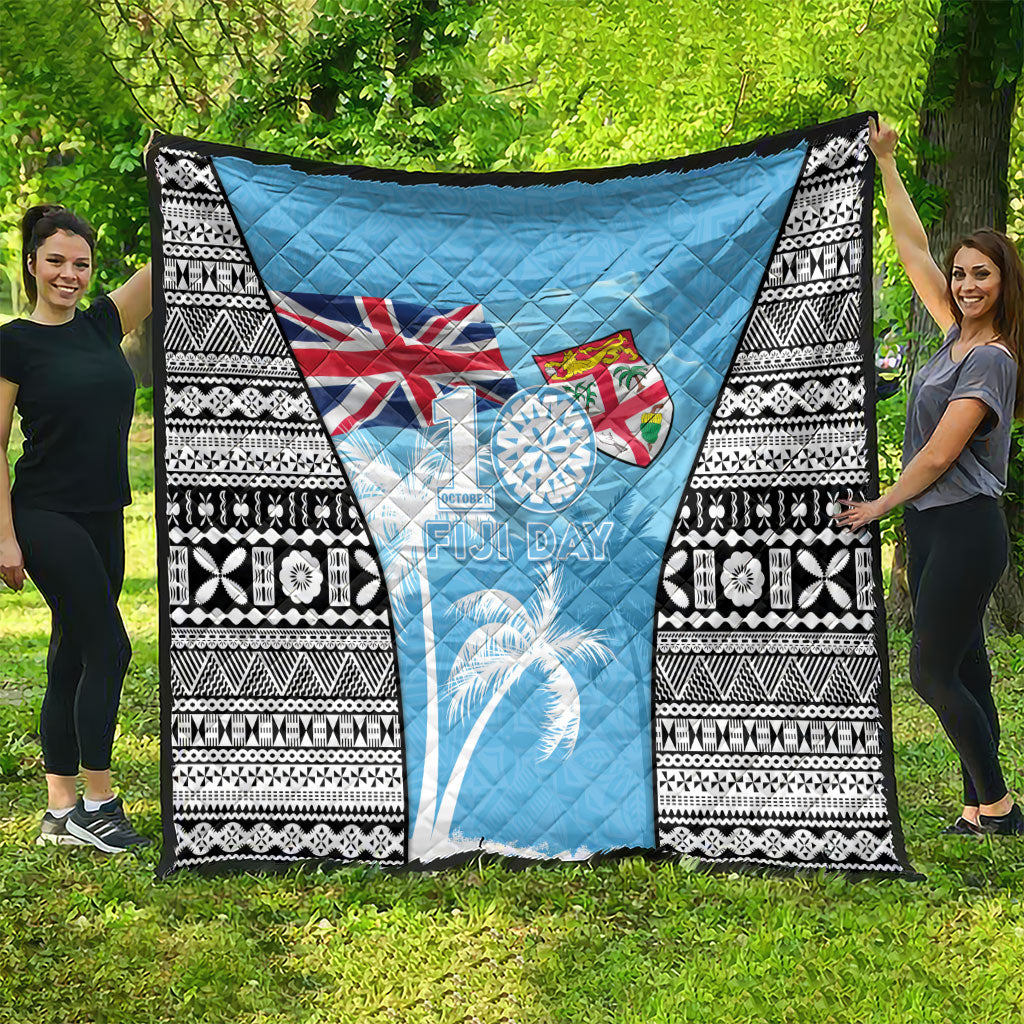 Fiji Day 2026 Quilt Masi Tapa Pattern With Palm Tree LT05 - Polynesian Pride