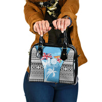Fiji Day 2026 Shoulder Handbag Masi Tapa Pattern With Palm Tree LT05 One Size Blue - Polynesian Pride