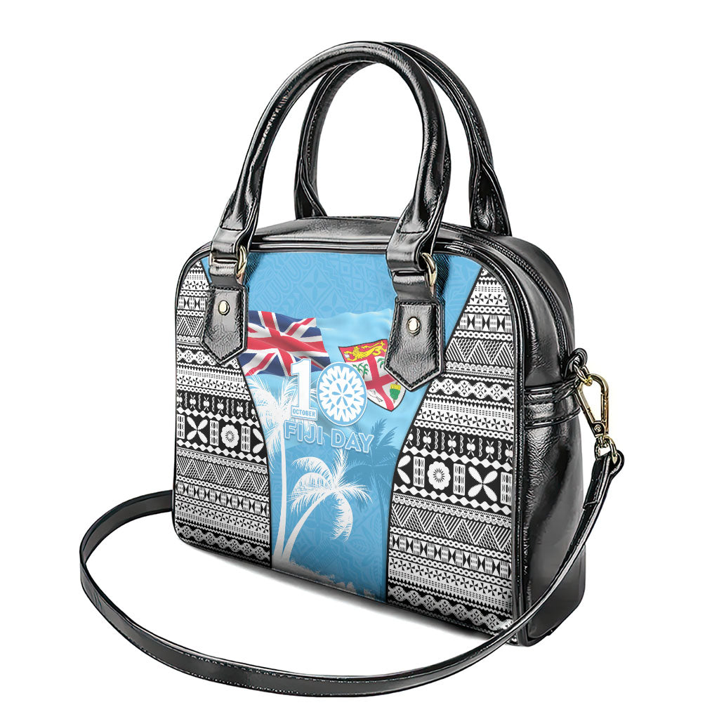 Fiji Day 2026 Shoulder Handbag Masi Tapa Pattern With Palm Tree LT05 - Polynesian Pride