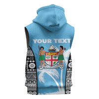 Personalised Fiji Day 2026 Sleeveless Hoodie Masi Tapa Pattern With Palm Tree LT05 - Polynesian Pride