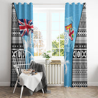 Fiji Day 2026 Window Curtain Masi Tapa Pattern With Palm Tree LT05 - Polynesian Pride