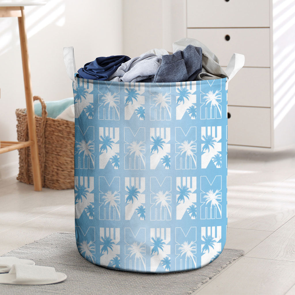 Bula Fiji Laundry Basket Blue Makare Masi Tapa Pattern LT05 Blue - Polynesian Pride