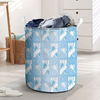 Bula Fiji Laundry Basket Blue Makare Masi Tapa Pattern LT05 Blue - Polynesian Pride