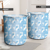 Bula Fiji Laundry Basket Blue Makare Masi Tapa Pattern LT05 - Polynesian Pride