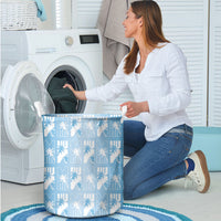 Bula Fiji Laundry Basket Blue Makare Masi Tapa Pattern LT05 - Polynesian Pride