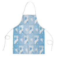 Bula Fiji Apron Blue Makare Masi Tapa Pattern LT05 Blue - Polynesian Pride