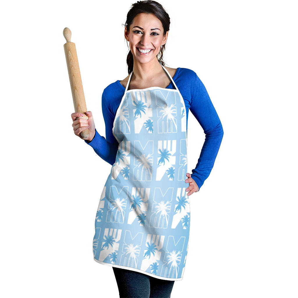 Bula Fiji Apron Blue Makare Masi Tapa Pattern LT05 - Polynesian Pride