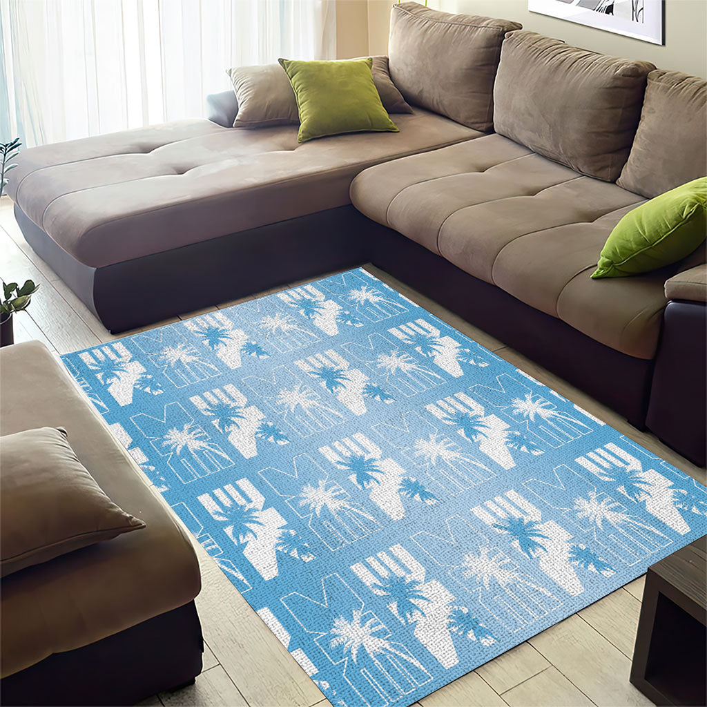 Bula Fiji Area Rug Blue Makare Masi Tapa Pattern LT05 - Polynesian Pride