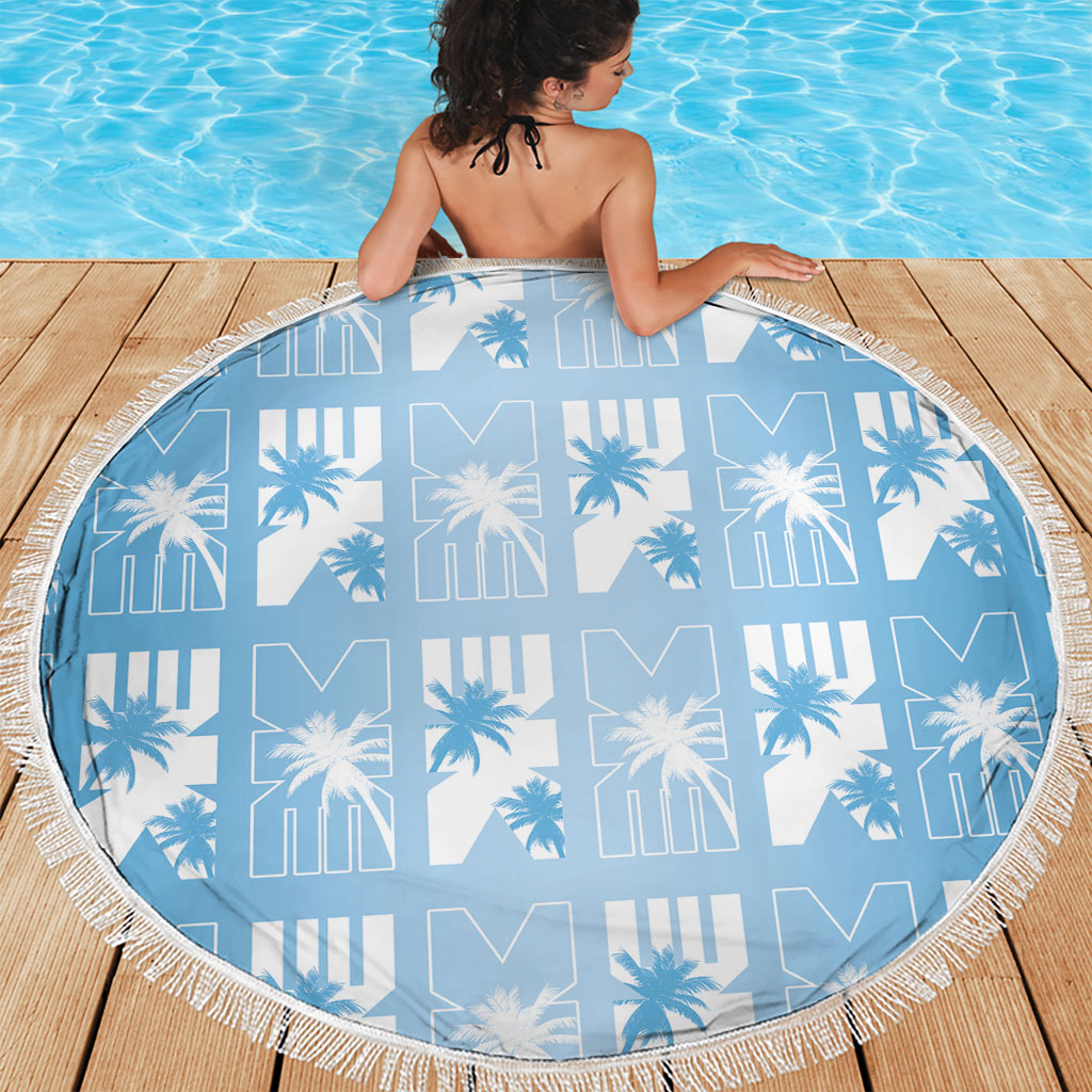 Bula Fiji Beach Blanket Blue Makare Masi Tapa Pattern LT05 - Polynesian Pride