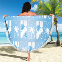 Bula Fiji Beach Blanket Blue Makare Masi Tapa Pattern LT05 - Polynesian Pride