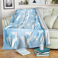 Bula Fiji Blanket Blue Makare Masi Tapa Pattern LT05 Blue - Polynesian Pride