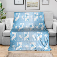 Bula Fiji Blanket Blue Makare Masi Tapa Pattern LT05 - Polynesian Pride