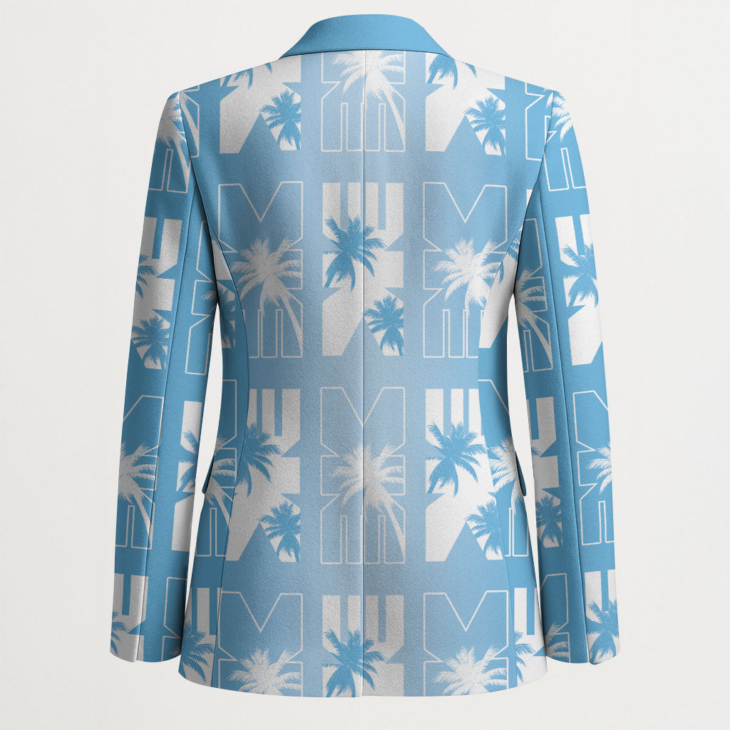 Bula Fiji Blazer Blue Makare Masi Tapa Pattern LT05 - Polynesian Pride