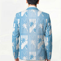 Bula Fiji Blazer Blue Makare Masi Tapa Pattern LT05 - Polynesian Pride