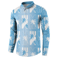 Bula Fiji Button Sweatshirt Blue Makare Masi Tapa Pattern LT05 - Polynesian Pride
