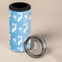 Bula Fiji 4 in 1 Can Cooler Tumbler Blue Makare Masi Tapa Pattern LT05 - Polynesian Pride