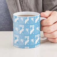 Bula Fiji Ceramic Mug Blue Makare Masi Tapa Pattern LT05 - Polynesian Pride