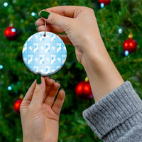 Bula Fiji Ceramic Ornament Blue Makare Masi Tapa Pattern
