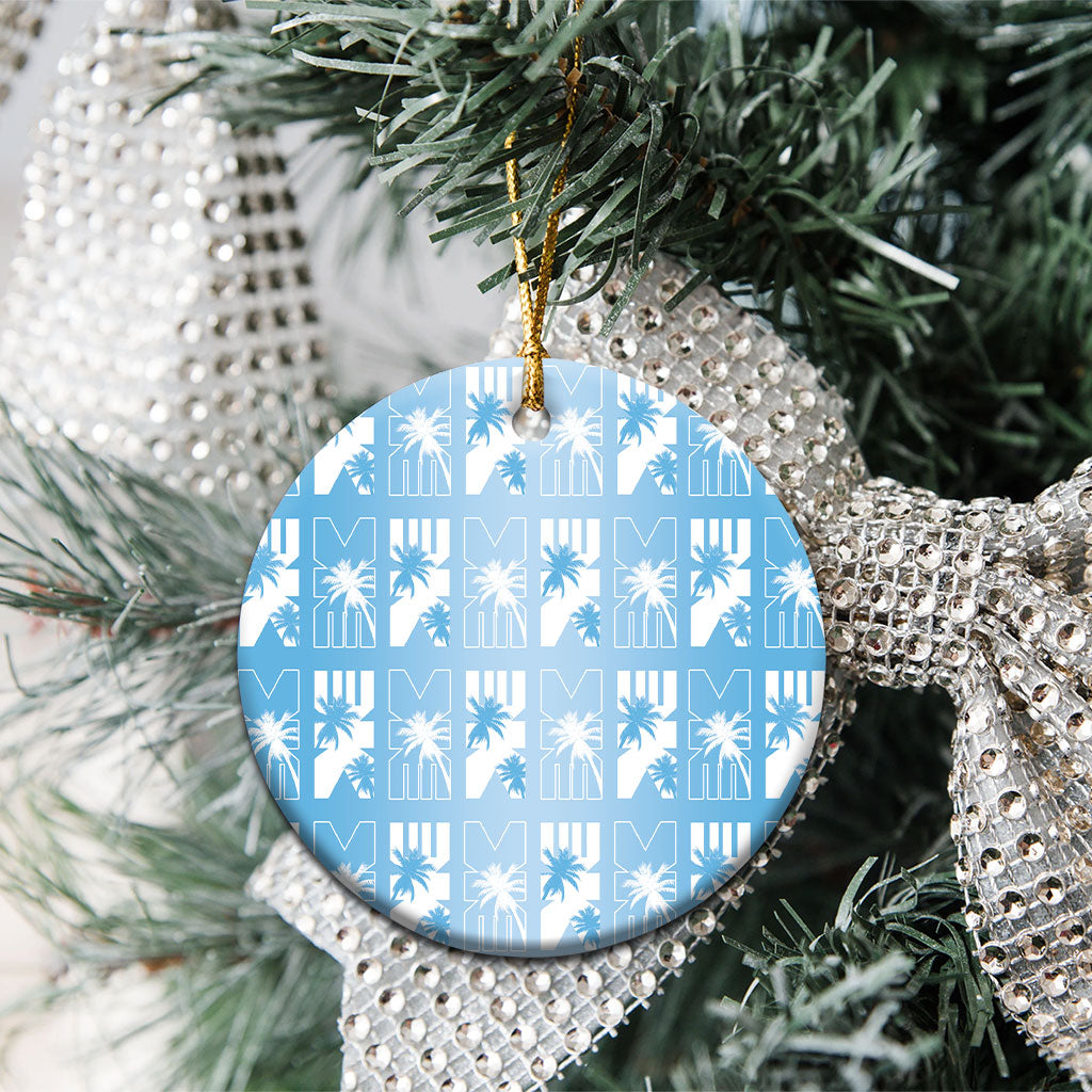 Bula Fiji Ceramic Ornament Blue Makare Masi Tapa Pattern