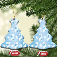 Bula Fiji Ceramic Ornament Blue Makare Masi Tapa Pattern