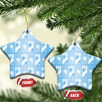 Bula Fiji Ceramic Ornament Blue Makare Masi Tapa Pattern