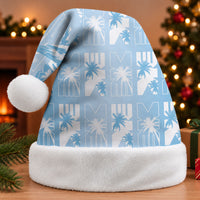 Bula Fiji Christmas Santa Hat Blue Makare Masi Tapa Pattern