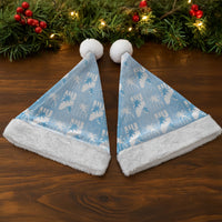 Bula Fiji Christmas Santa Hat Blue Makare Masi Tapa Pattern