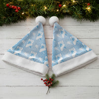 Bula Fiji Christmas Santa Hat Blue Makare Masi Tapa Pattern