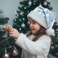 Bula Fiji Christmas Santa Hat Blue Makare Masi Tapa Pattern