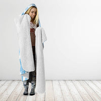 Bula Fiji Hooded Blanket Blue Makare Masi Tapa Pattern LT05 - Polynesian Pride