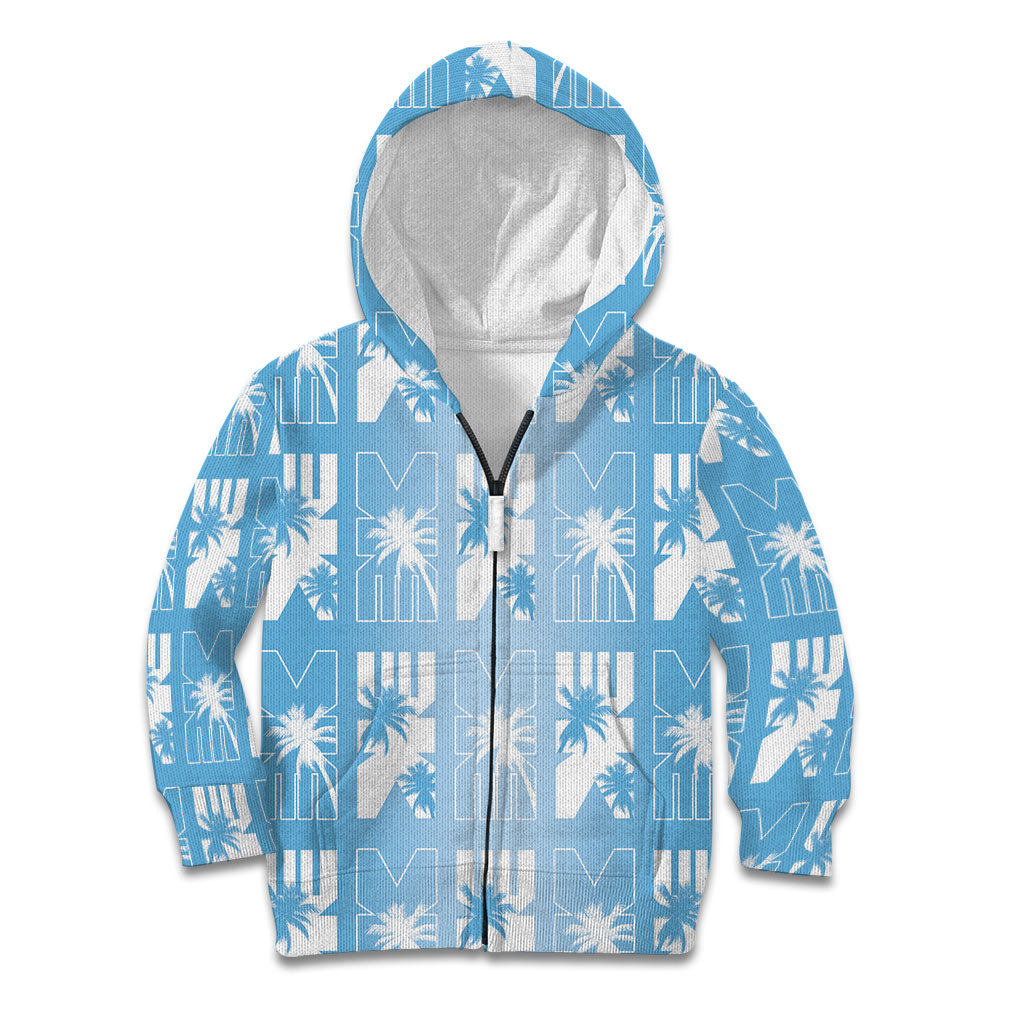 Bula Fiji Kid Hoodie Blue Makare Masi Tapa Pattern LT05 Zip Hoodie Blue - Polynesian Pride