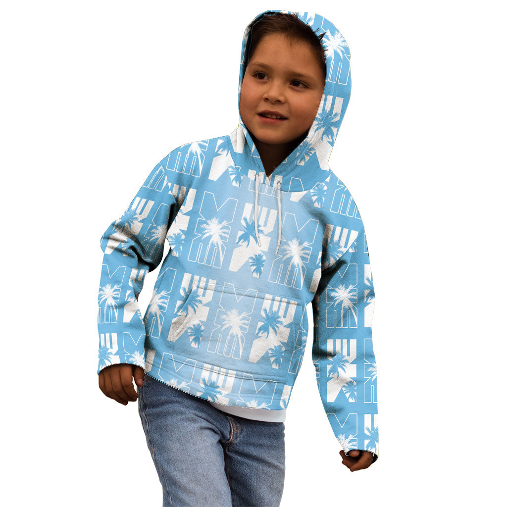 Bula Fiji Kid Hoodie Blue Makare Masi Tapa Pattern LT05 - Polynesian Pride