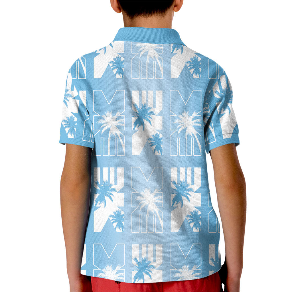 Bula Fiji Kid Polo Shirt Blue Makare Masi Tapa Pattern LT05 - Polynesian Pride