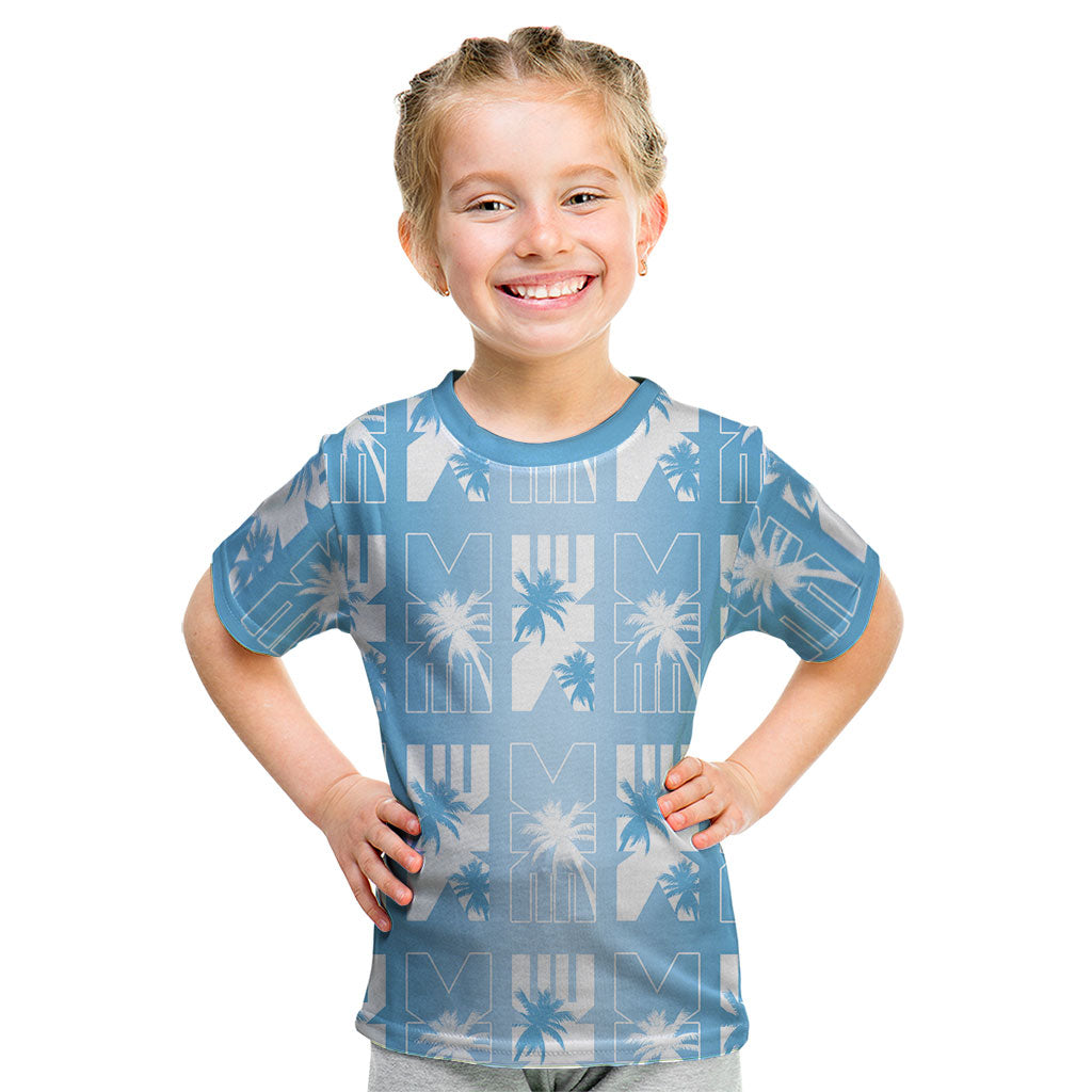 Bula Fiji Kid T Shirt Blue Makare Masi Tapa Pattern LT05 Blue - Polynesian Pride