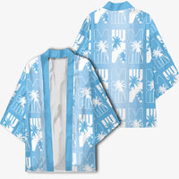Bula Fiji Kimono Blue Makare Masi Tapa Pattern LT05 - Polynesian Pride