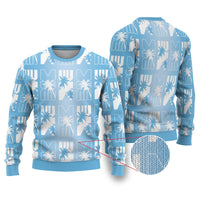 Bula Fiji Ugly Christmas Sweater Blue Makare Masi Tapa Pattern LT05 Blue - Polynesian Pride