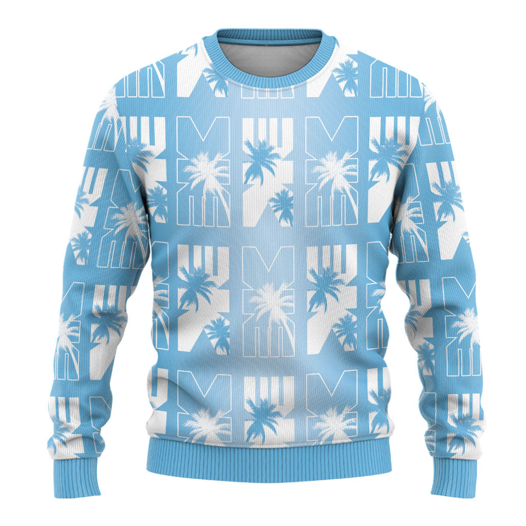 Bula Fiji Ugly Christmas Sweater Blue Makare Masi Tapa Pattern LT05 - Polynesian Pride